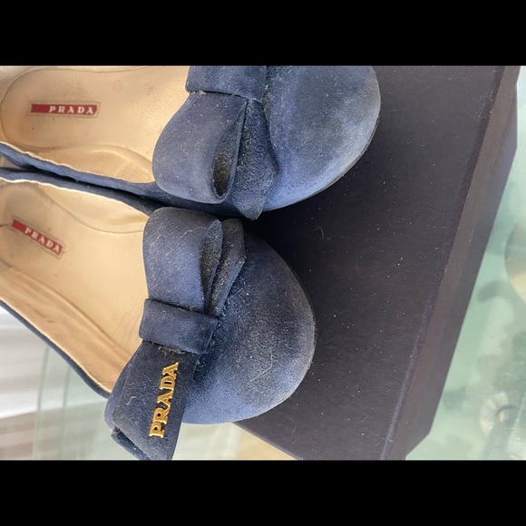 Prada ballerina flats sz 6 in suede navy blue - Picture 3 of 5